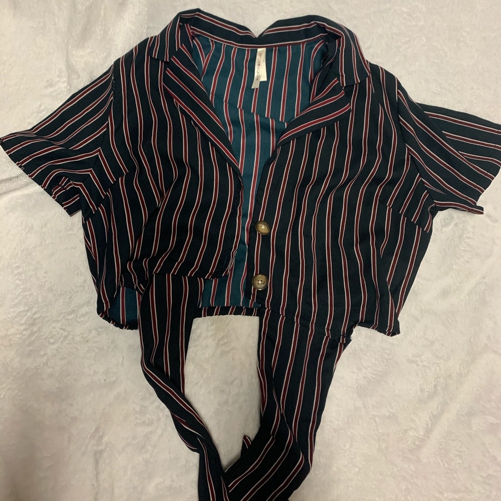 Striped Tie Crop Top